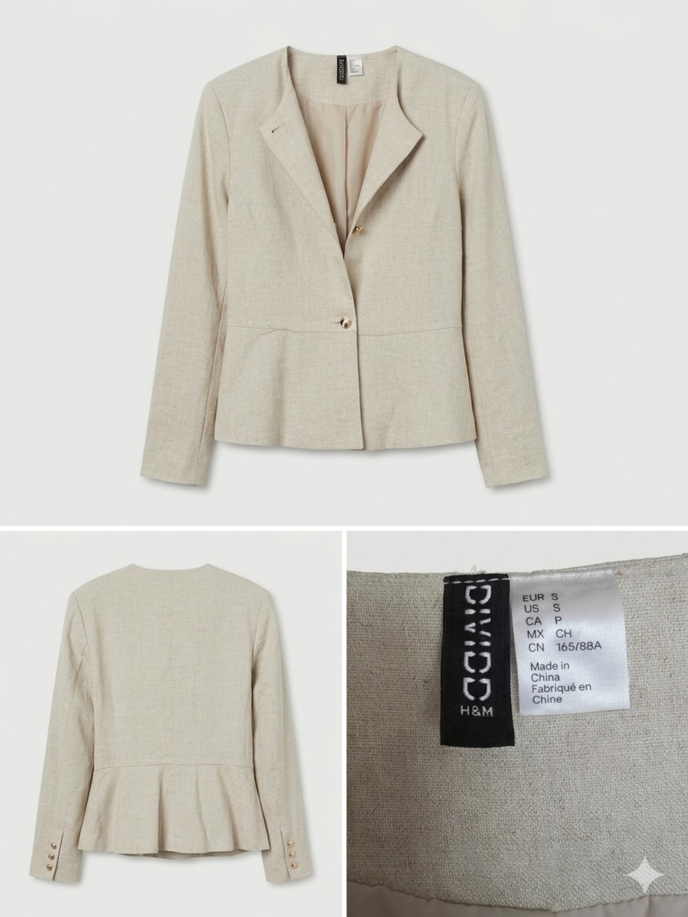 H&M Divided Beige Peplum Jacket